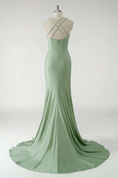 Dress Sparkly Sheath Green Maxi Dress Prom Dress With 3D Flowers Evening Dress