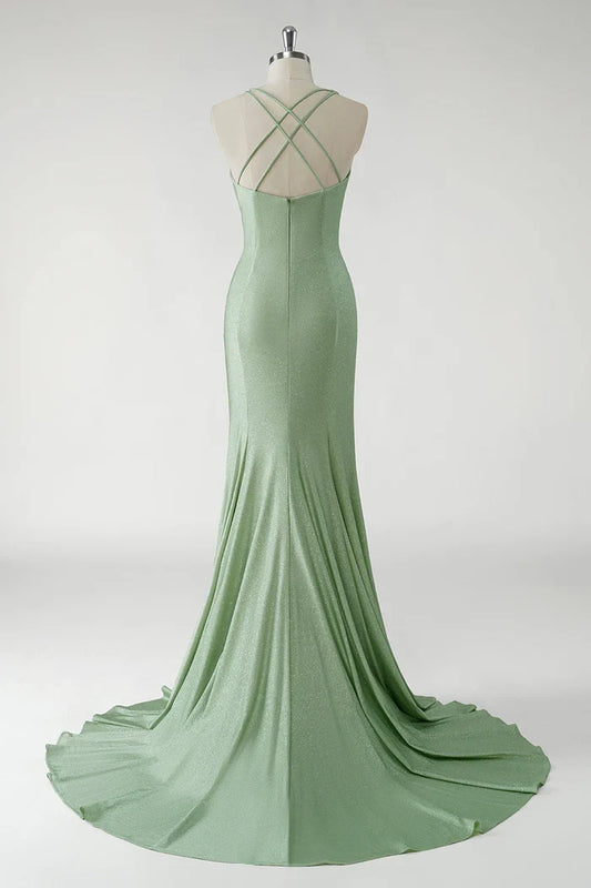 Dress Sparkly Sheath Green Maxi Dress Prom Dress With 3D Flowers Evening Dress
