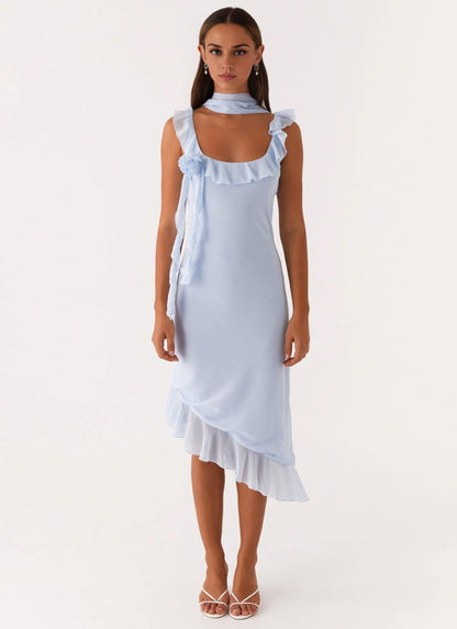 Dress Square Neck Sleeveless Sexy Backless Tea-Length Ruffle Straps Solid Color Prom Dress