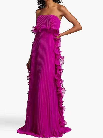Dress Strapless Beach Style Fashion Maxi Dress Women Summer Sleeveless Simple Holiday Party Dress Solid Patchwork Chic Ladies Dress