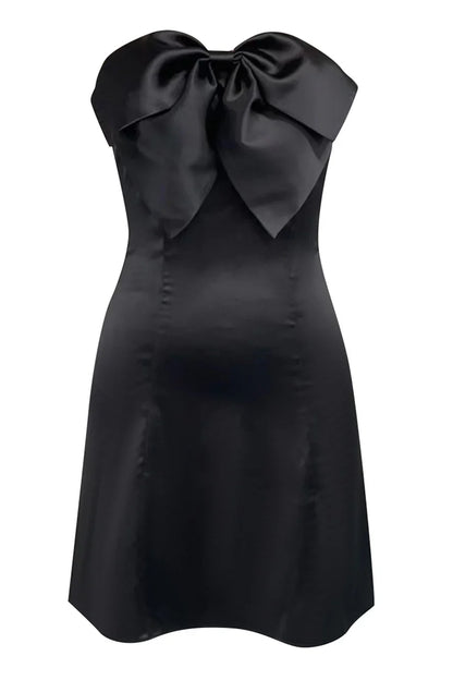 Dress Strapless Black Front Bow A-line Short Dress Sleeveless Knee Length Homecoming Dress