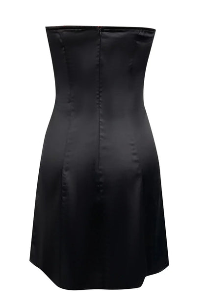 Dress Strapless Black Front Bow A-line Short Dress Sleeveless Knee Length Homecoming Dress