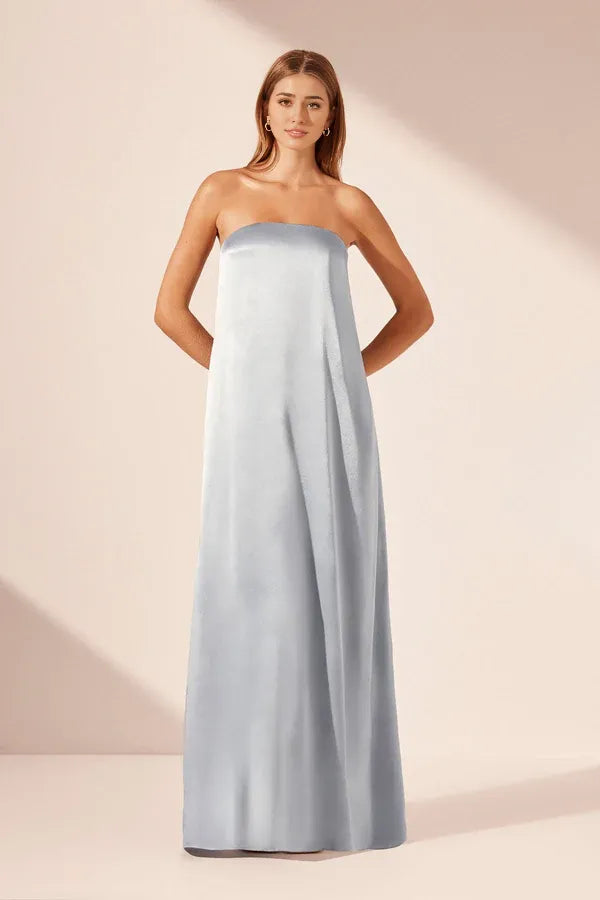 Dress Strapless Column Maxi Dress Powder Blue Sleeveless Floor Length Party Dress Evening Dress