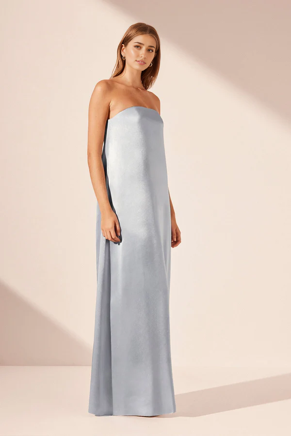 Dress Strapless Column Maxi Dress Powder Blue Sleeveless Floor Length Party Dress Evening Dress