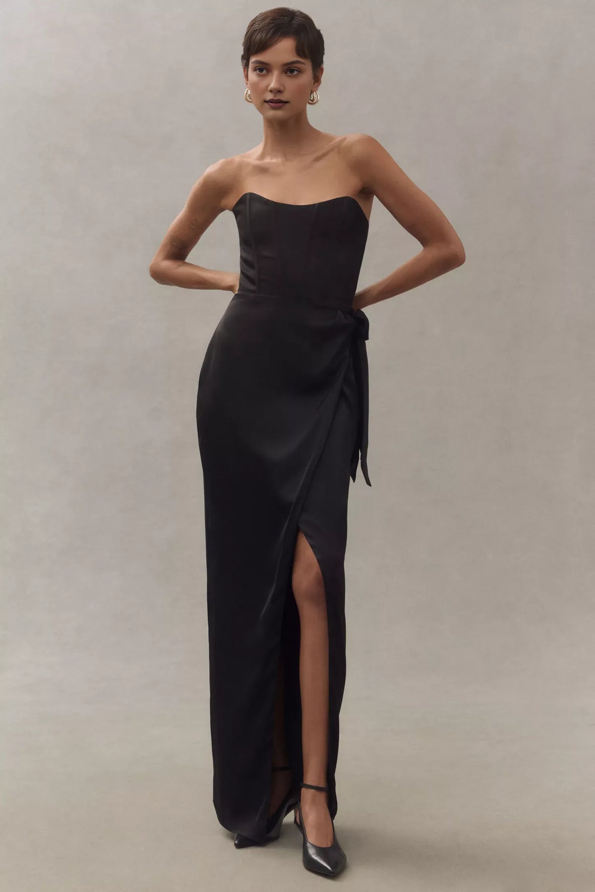 Dress Strapless Corset Sleeveless With Front Slit Prom Dress Off-The-Shoulder Sage Maxi Dress
