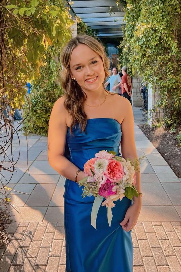 Dress Strapless Fuchsia Sheath Long Party Dress with Bow Back Bridesmaid Dress Formal Wear Dresses