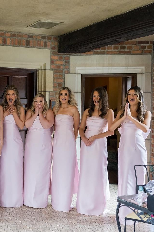Dress Strapless Fuchsia Sheath Long Party Dress with Bow Back Bridesmaid Dress Formal Wear Dresses