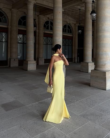 Dress Strapless Long Bridesmaid Dresses with Scarves Mermaid Satin Prom Dress Simple Formal Party Dress