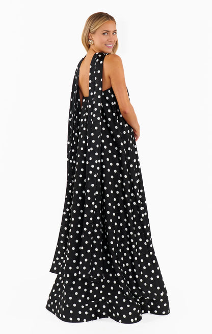 Dress Strapless Off the Shoulder Black Sleeveless Maxi Dress A-Line Polka Dots Backless Fashion Prom Dress