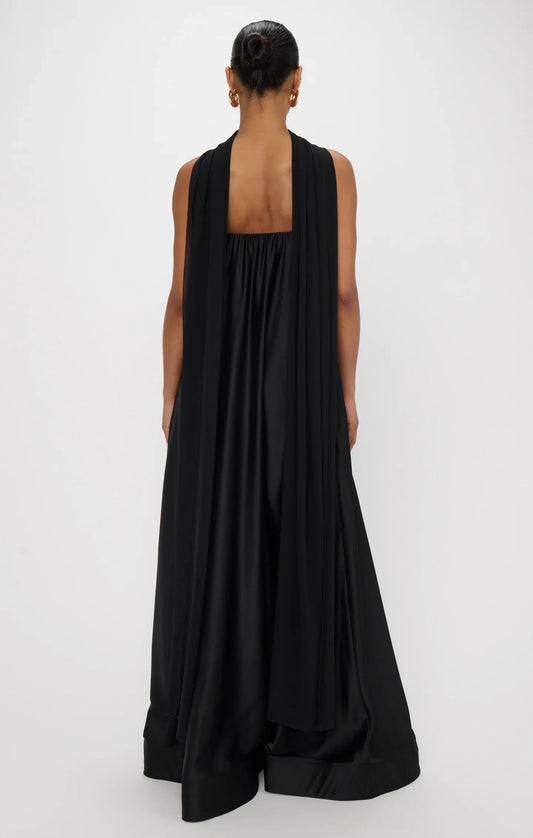 Dress Strapless Off the Shoulder Black Sleeveless Maxi Dress A-Line Solid Color Backless Fashion Prom Dress