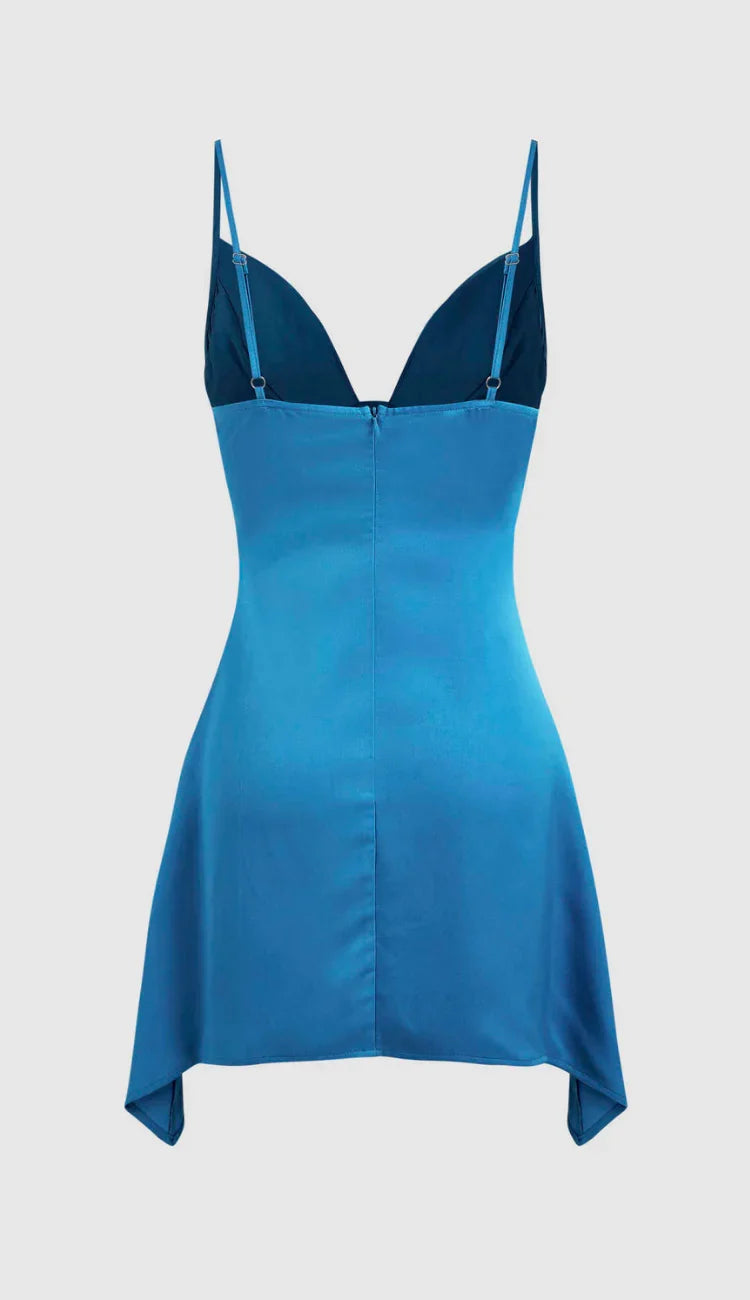 Dress Straps Aqua Asymmetrical Hem Short Dress Homecoming Dress