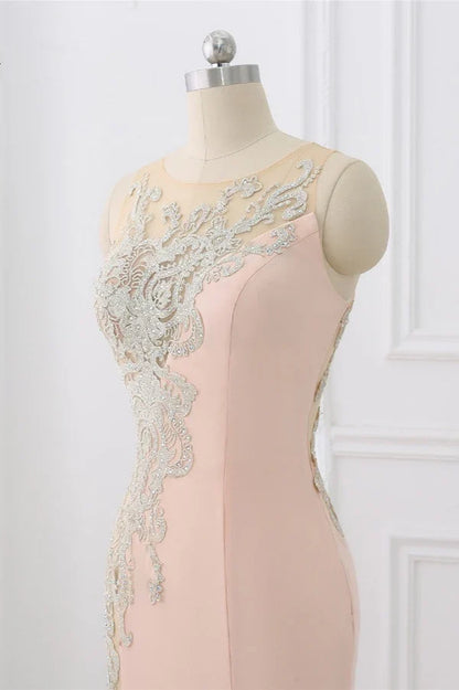 Dress Sweep&Brush Train Appliques Sleeveless Evening Dresses With Front Slit Prom Dress