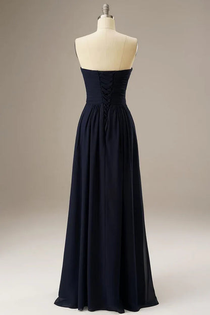 Dress Sweetheart Corset Back Chiffon Sleeveless Maxi Dress Prom Dress With Lace Up-Corset