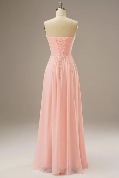 Dress Sweetheart Corset Back Chiffon Sleeveless Maxi Dress Prom Dress With Lace Up-Corset