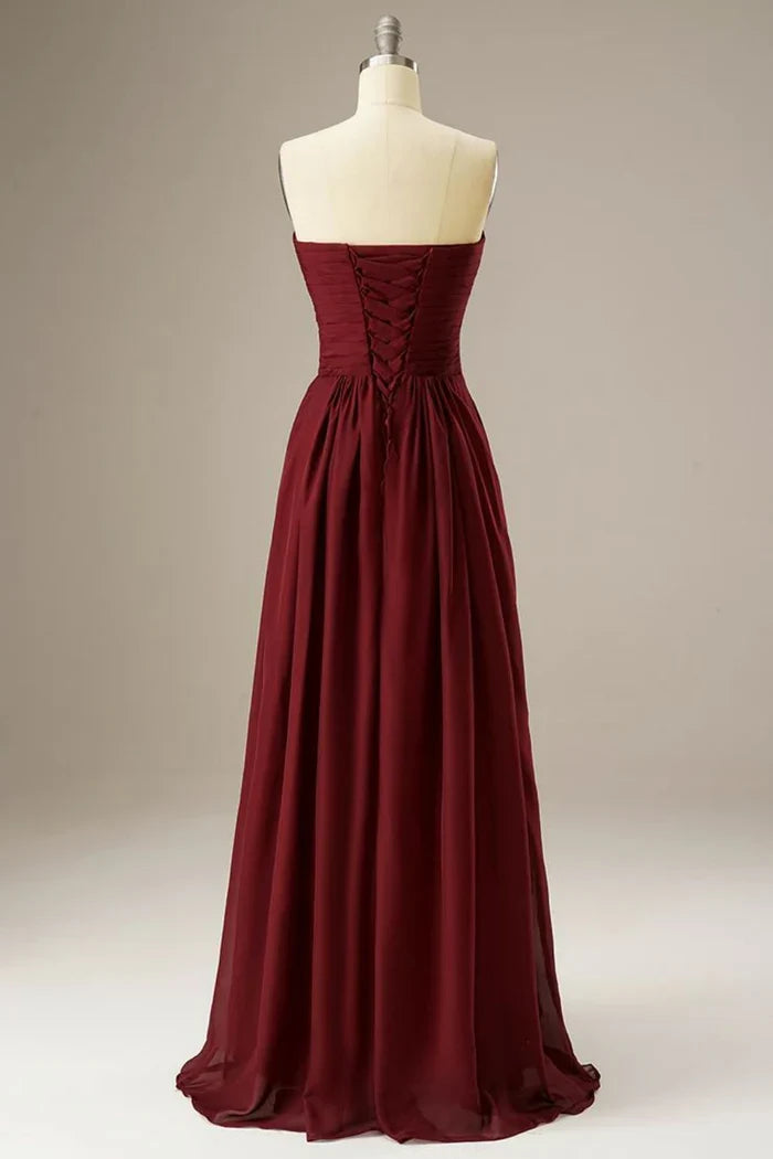 Dress Sweetheart Corset Back Chiffon Sleeveless Maxi Dress Prom Dress With Lace Up-Corset