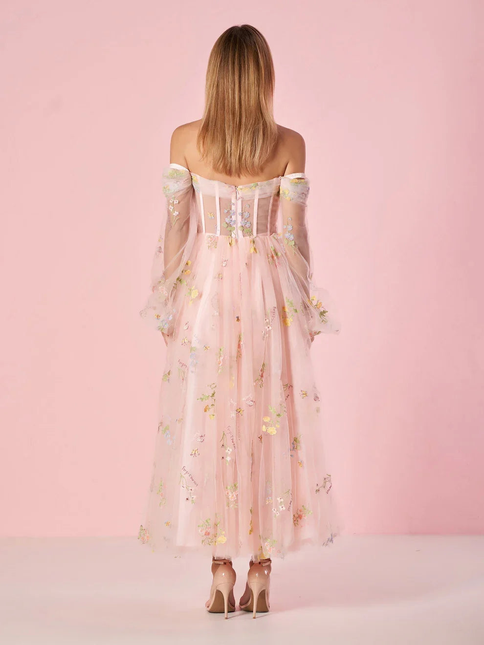 Dress Sweetheart Neck Off the Shoulder Embroidered Tulle Prom Dress