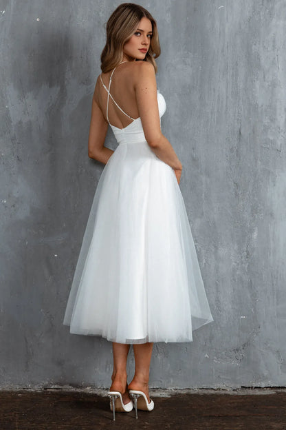 Dress Sweetheart Neckline Chiffon Midi Dress Sage A-line Spaghetti Straps Sleeveless Backless Prom Dress