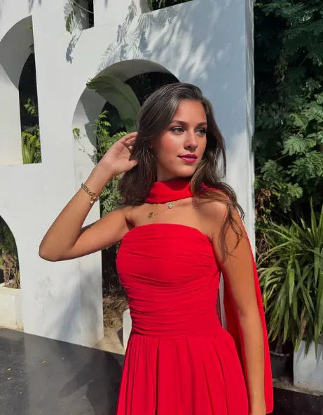 Dress Sweetheart Strapless Pretty A Line Strapless Red Chiffon Long Prom Dresses Formal Evening Dress
