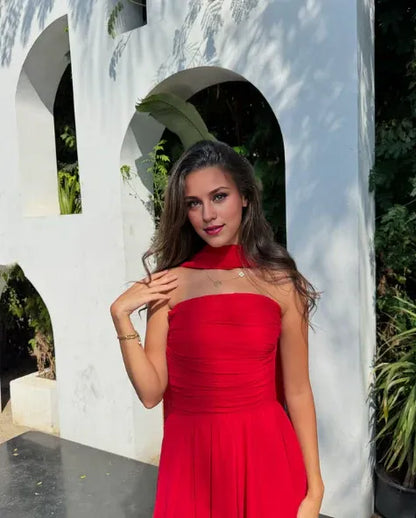 Dress Sweetheart Strapless Pretty A Line Strapless Red Chiffon Long Prom Dresses Formal Evening Dress