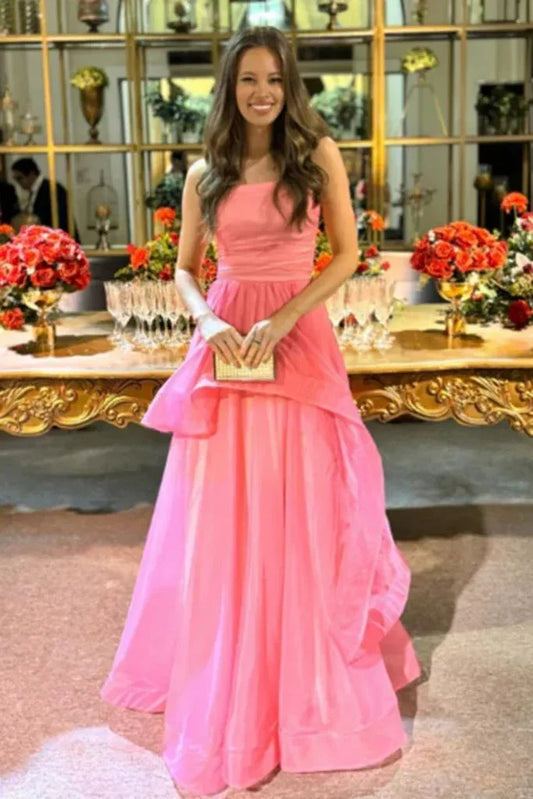 Dress Sweetheart Strapless Sleeveless A-line Tulle Long Prom Dresses For Party