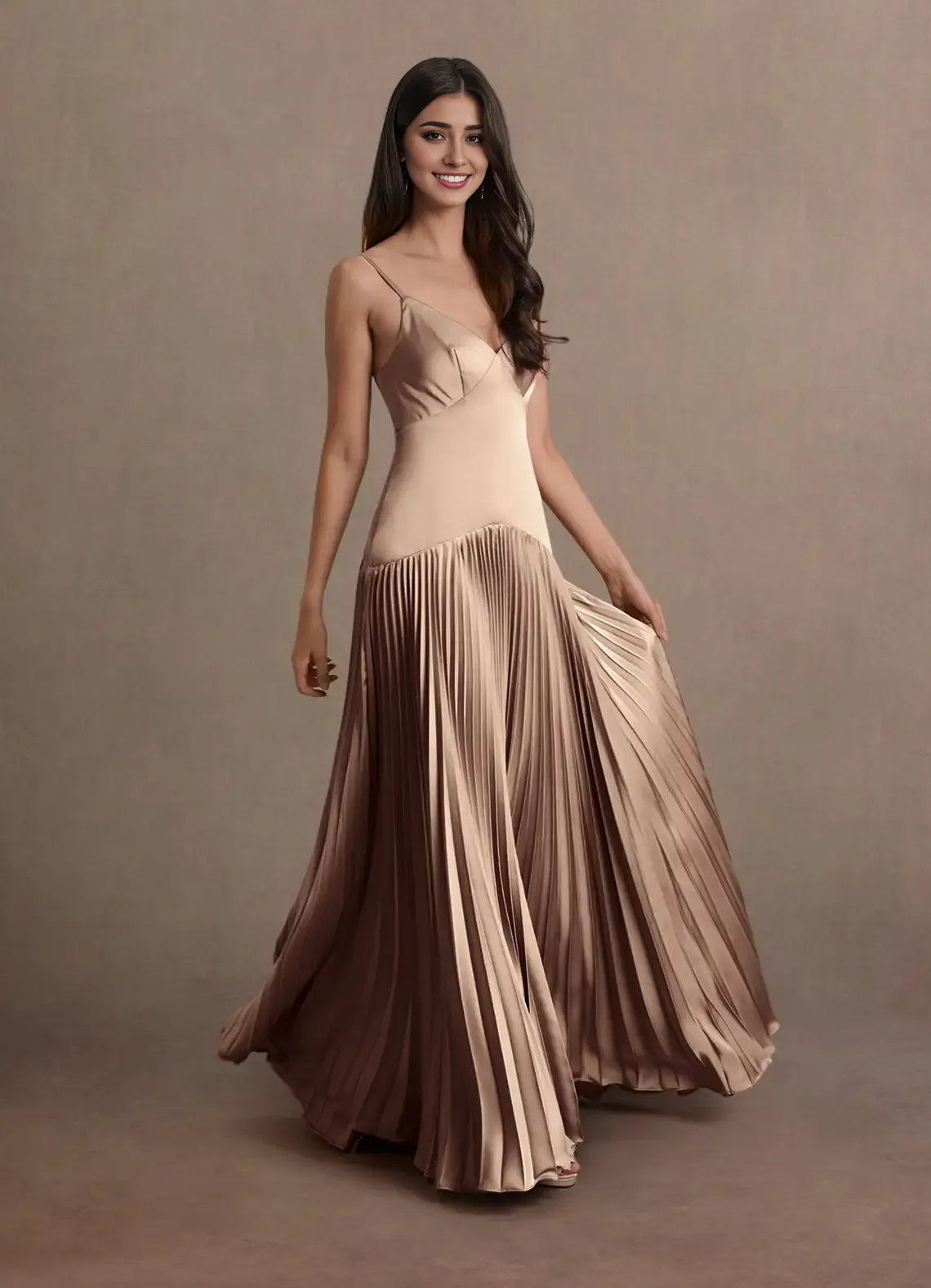 Dress Blue Spaghetti Straps V Neck Elegant Maxi Dress Prom Dress Sleeveless Backless Satin A-Line Evening Dress