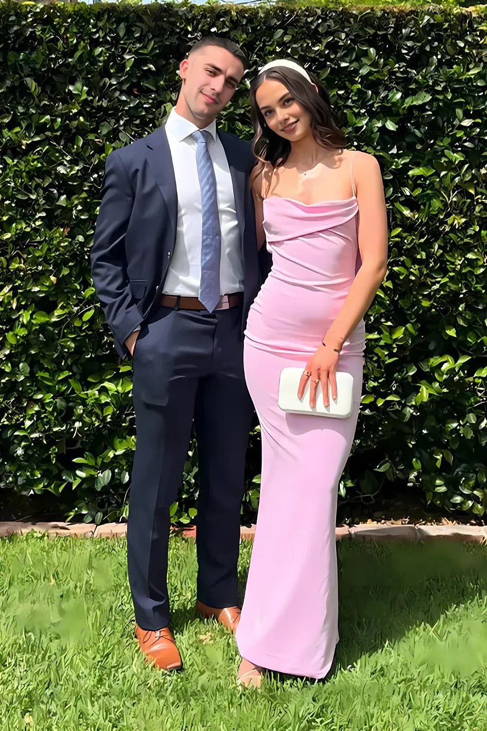 Dress Trendy Sheath Spaghetti Straps Pink Long Prom Dress with Ruched
