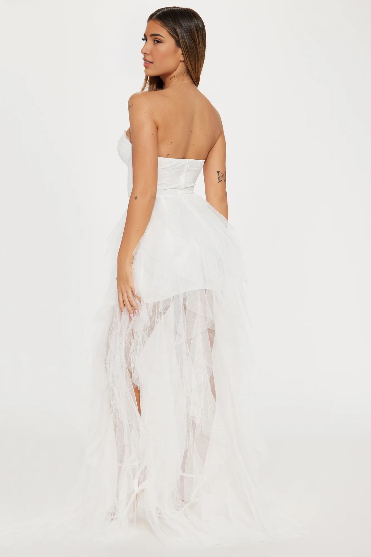 Dress Tulle Gown Off-the-Shoulder Long White Tiered Red Party Dress Strapless Mermaid Prom Dress