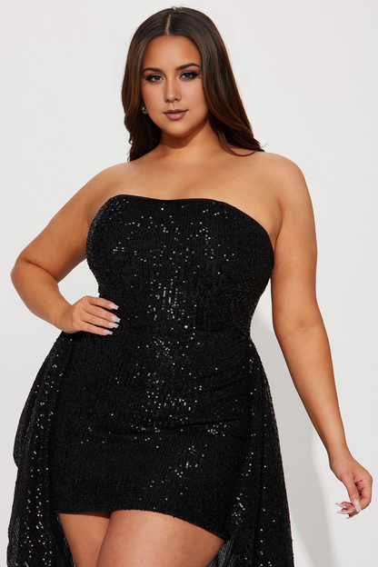 Dress Unforgettable Sequin Gown Black Party Dress Off-the-Shoulder With Add Skirt