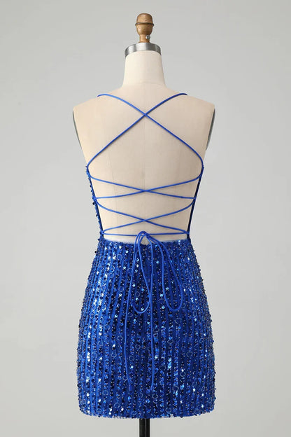 Dress Unique Sparkly Green Tight Sequins Short Homecoming Dress Lace Up Back Party Dress