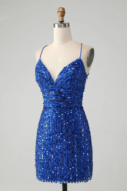 Dress Unique Sparkly Green Tight Sequins Short Homecoming Dress Lace Up Back Party Dress