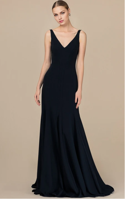 Dress Modern A Line Satin V-neck Floor-Length Backless Sleeveless Prom Dress Formal Wear Dresses