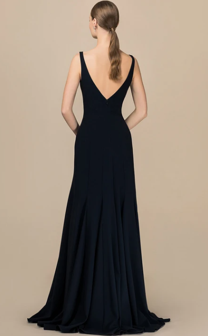 Dress Modern A Line Satin V-neck Floor-Length Backless Sleeveless Prom Dress Formal Wear Dresses