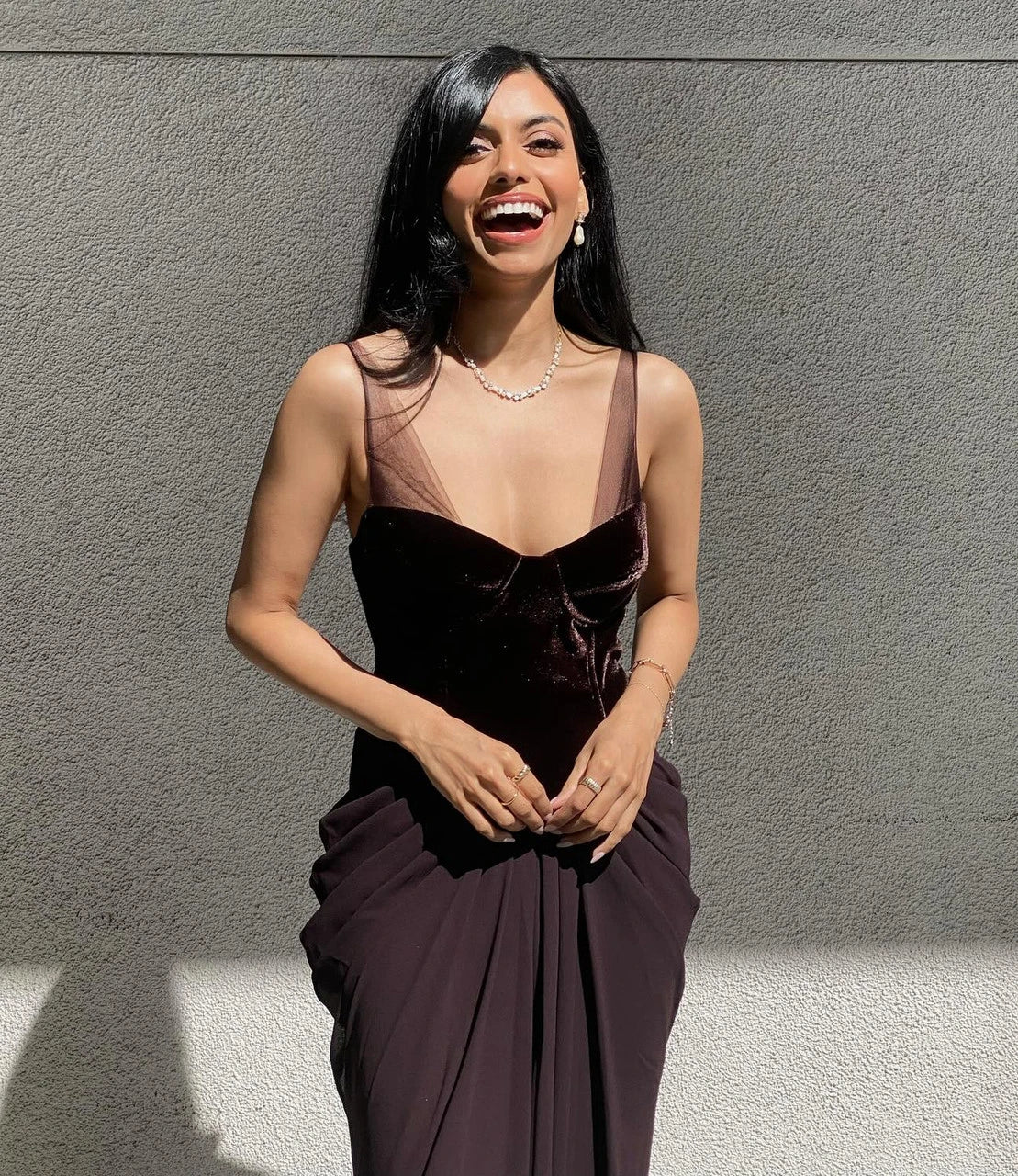 Dress Velvet Bustier Draped Maxi Dress Brown Sleeveless Regular Straps Mermaid/Trumpet Prom Dress
