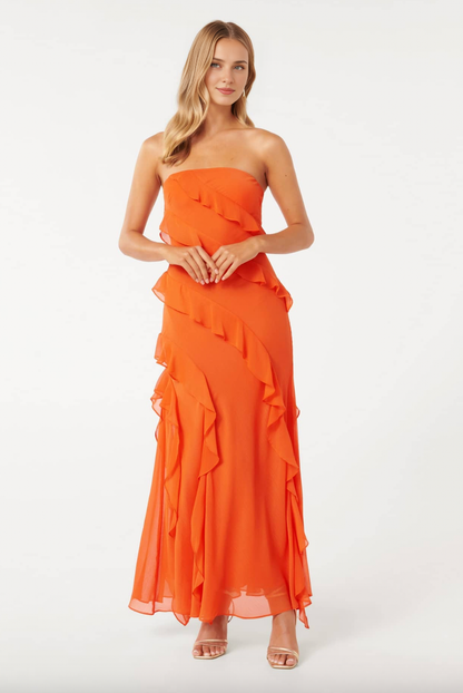 Dress Women's Sexy Strapless Birthday Party Dress Backless Tassel Ruffle Long Slim Beach Prom Dress
