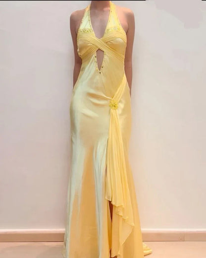 Dress Yellow Prom Dresses V Neck Formal Evening Dress Long Party Dress Formal Wear Dresses