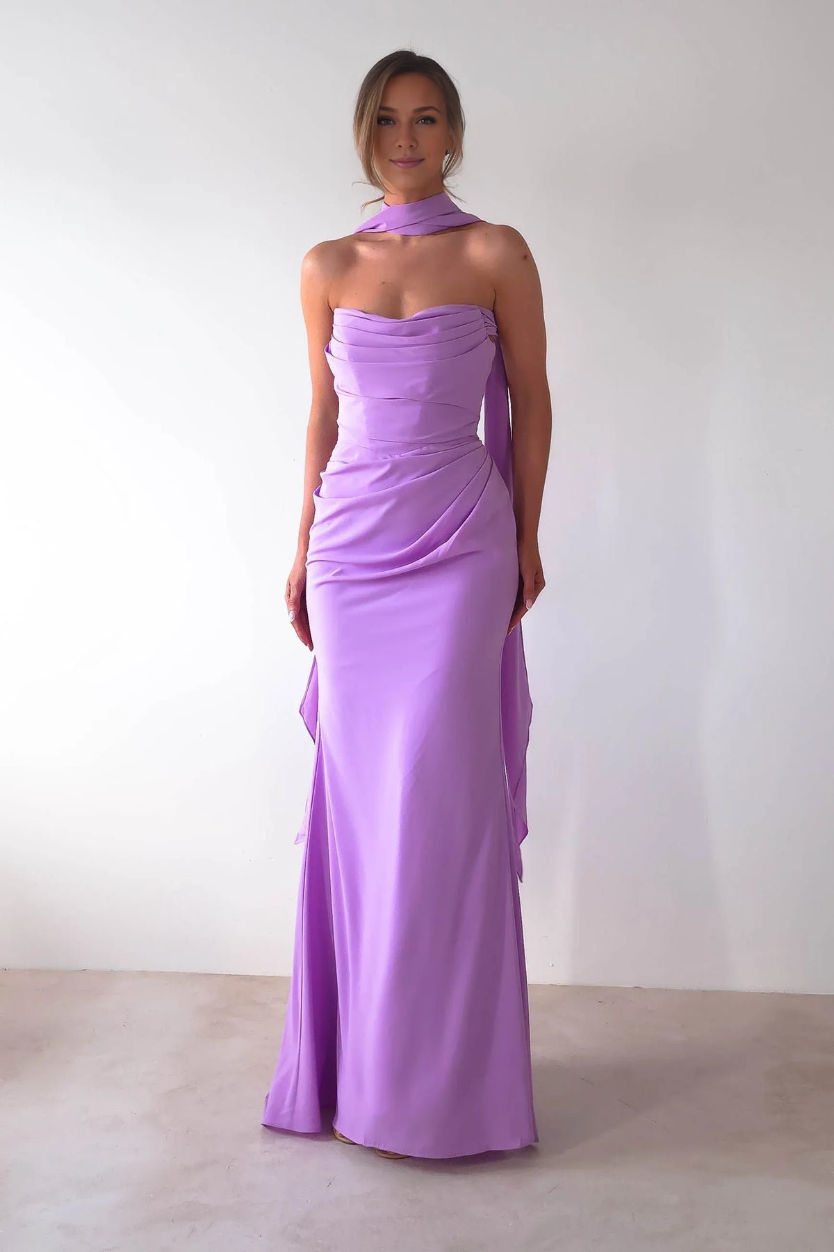Dress Yellow Gown Strapless Neck Halter Ruched Bodice And A Floor Length Hem Prom Dress