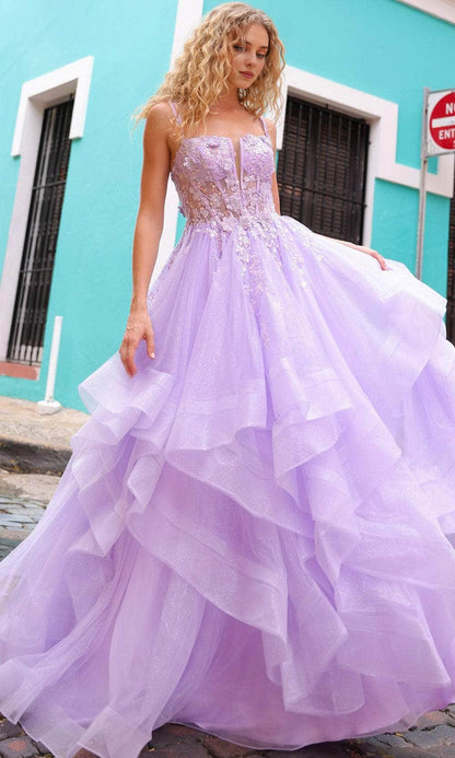 Formal Women's Dresses Spaghetti Straps Tiered Ruffle Prom Dress Sleeveless A-line Floor Length Prom Dress Prom Dresses Stores