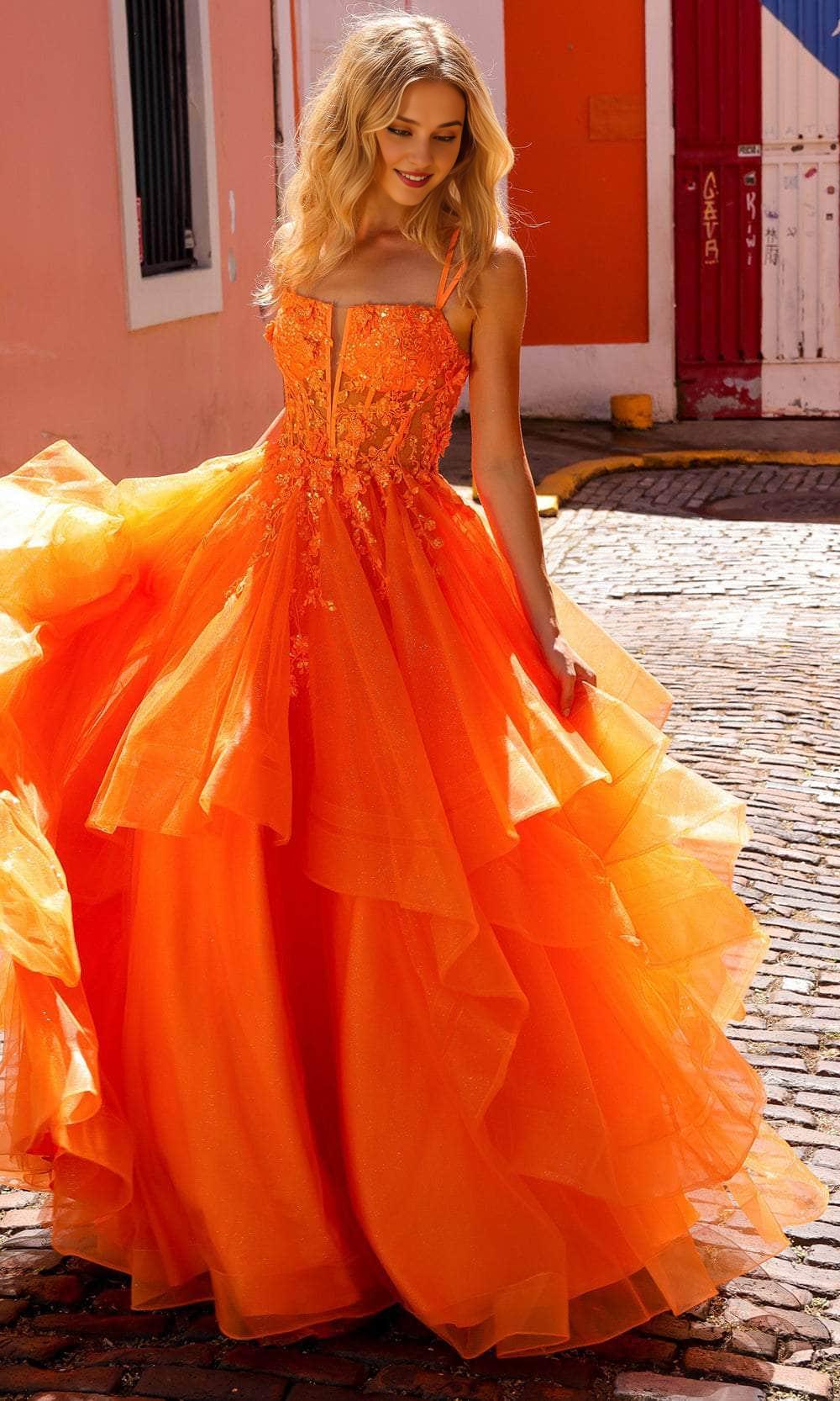 Formal Women's Dresses Spaghetti Straps Tiered Ruffle Prom Dress Sleeveless A-line Floor Length Prom Dress Prom Dresses Stores