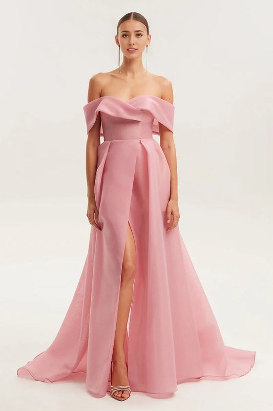 Prom Dress In Store A-line Off-the-Shoulder Train Maxi Dress With Slit Dresses Evening Wear