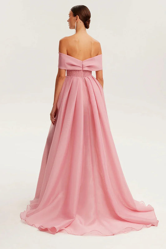 Prom Dress In Store A-line Off-the-Shoulder Train Maxi Dress With Slit Dresses Evening Wear