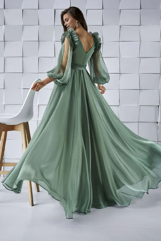 Prom Dress In Store Divine A-line Ruffle Backless Long Sleeve Maxi Dress Dresses Evening Wear