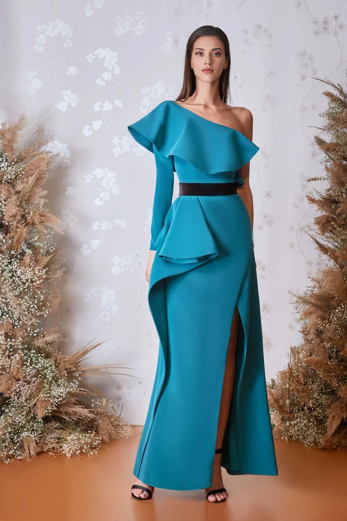 Prom Dress Stores Asymmetric Neck One-shoulder/column Ruffles Side Slit Formal Women's Dresses