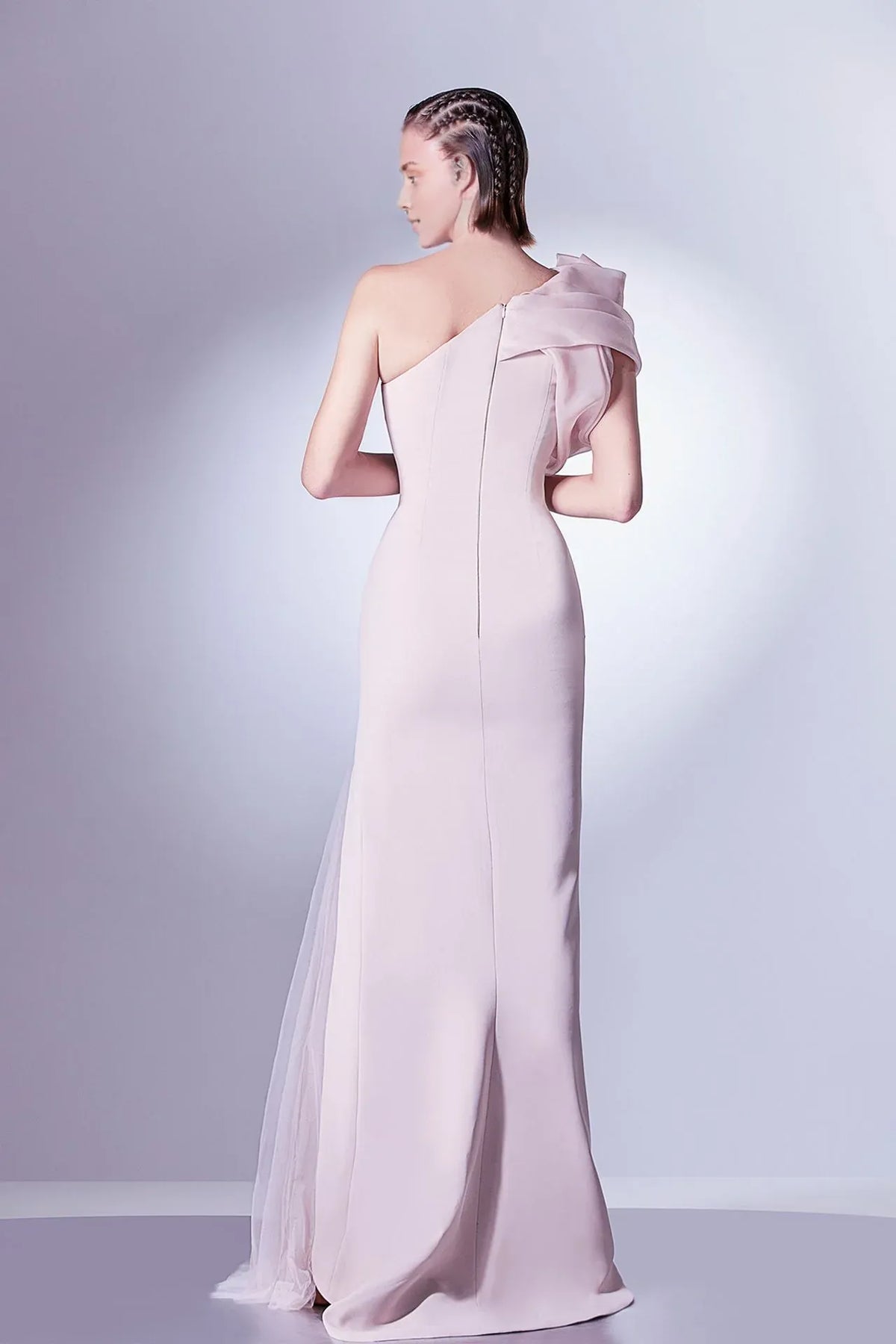 Prom Dress Stores One-shoulder Featuring Ruffles Side Tulle Slit Formal Women's Dresses
