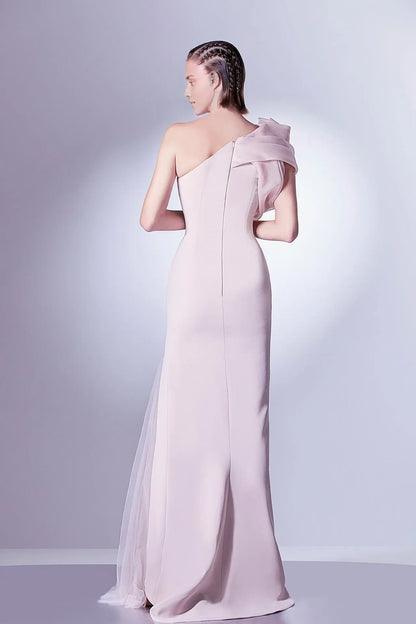 Prom Dress Stores One-shoulder Featuring Ruffles Side Tulle Slit Formal Women's Dresses