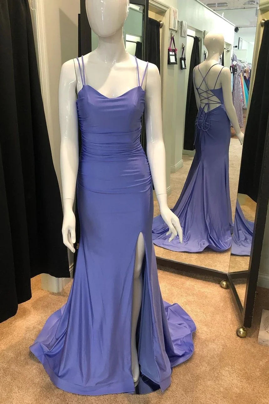 Simply Purple Mermaid Backless Long Prom Dress with Slit Floor Length Prom Dress Prom Dresses Stores