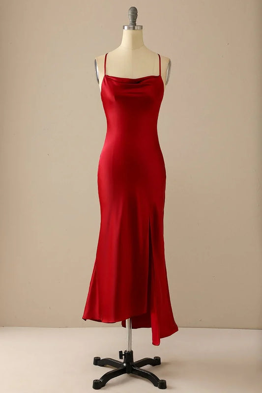 Sleeveless Sexy Backless Spaghetti Straps Red Slip Dress Prom Dress Prom Dresses Stores