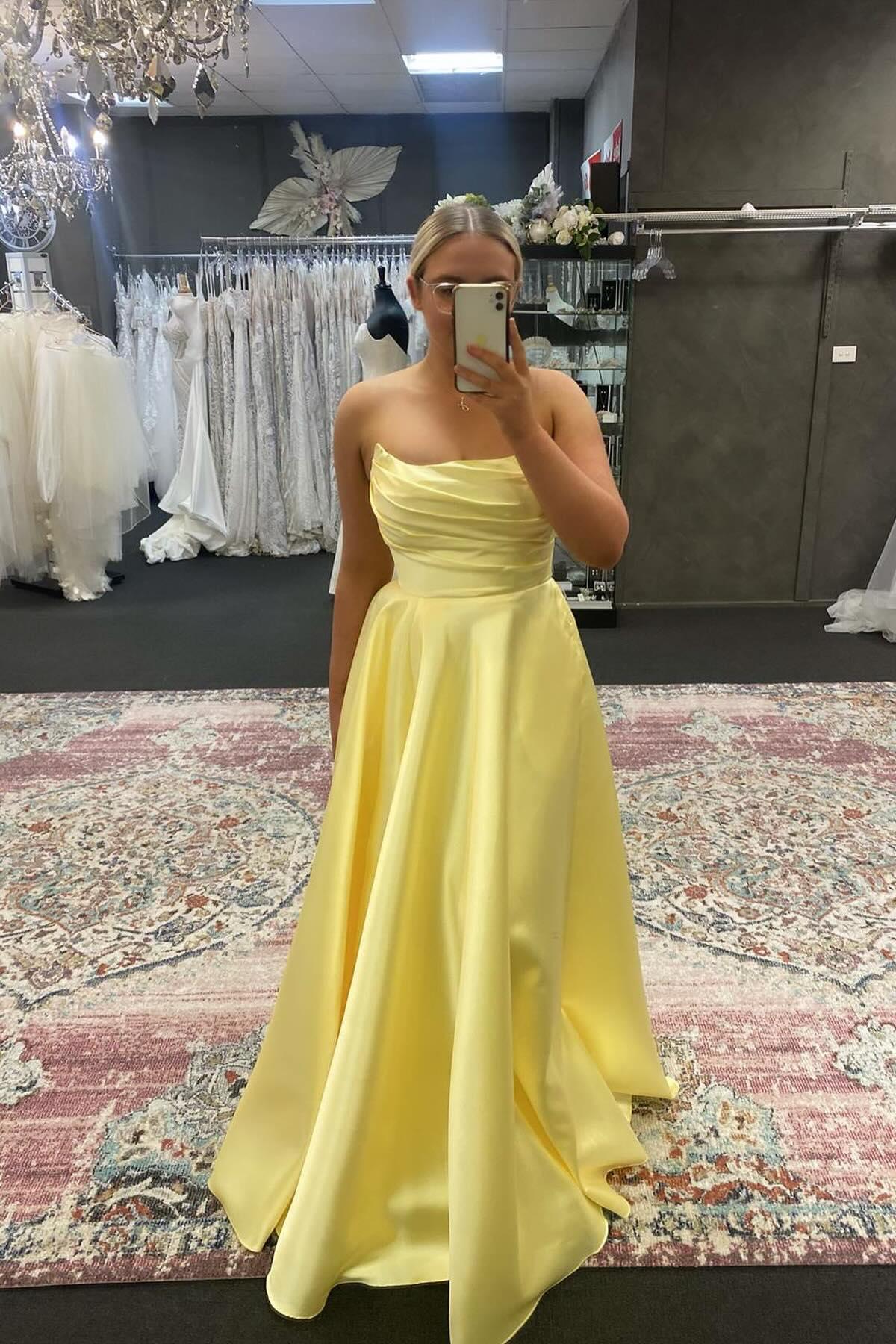 Strapless Sage Green Satin A-line Long Formal Gown Off-the-Shoulder Floor Length Prom Dress Prom Dresses Stores