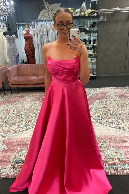 Strapless Sage Green Satin A-line Long Formal Gown Off-the-Shoulder Floor Length Prom Dress Prom Dresses Stores