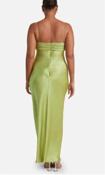 Dress Green Sexy Spaghetti Strap Sleeveless Mermaid Satin Long Ankle Length Prom Dresses With Side Slit