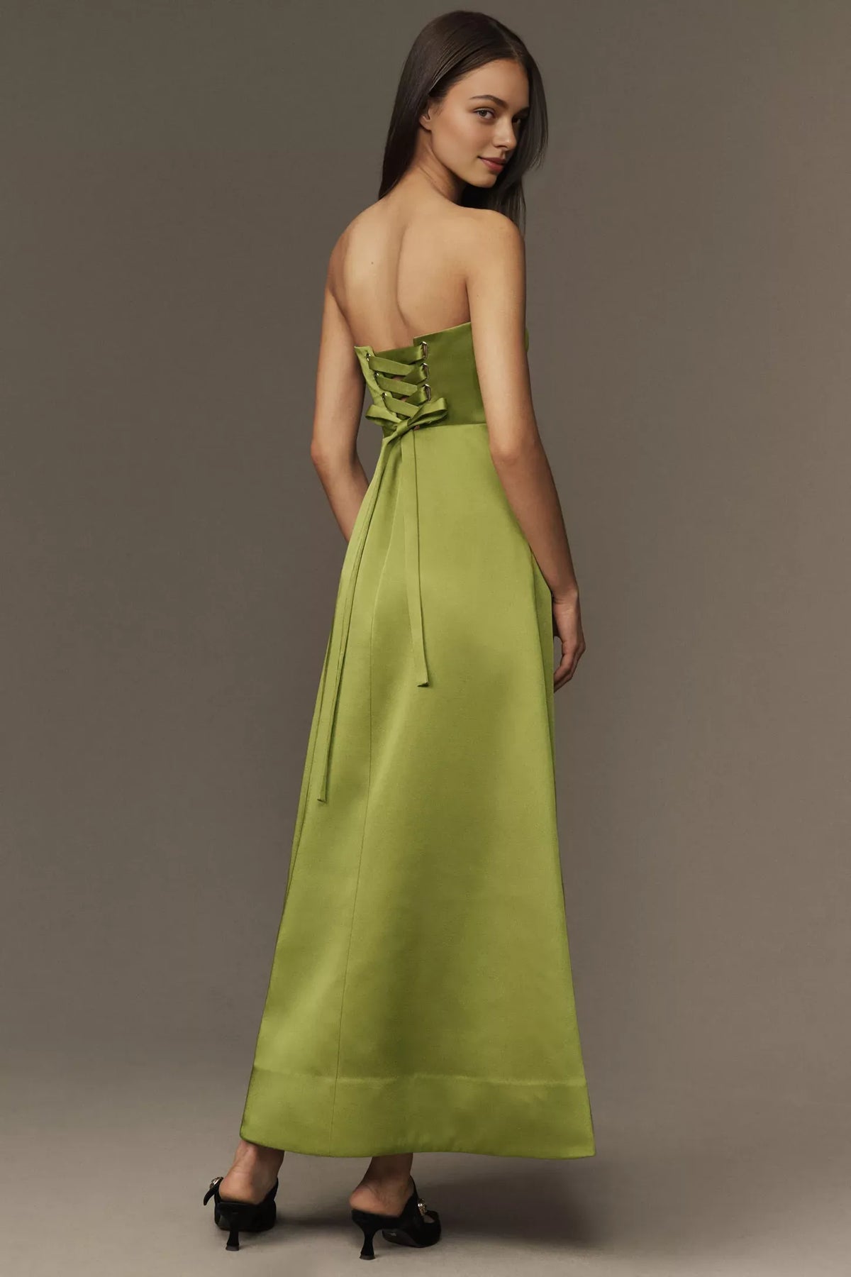 Dress Strapless Fit & Flare A-Line Prom Dress Pink Lace Up Maxi Dress